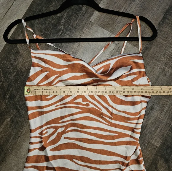 Timing, Women's Size Small, Orange Zebra Print Strappy Dress - Picture 8 of 10
